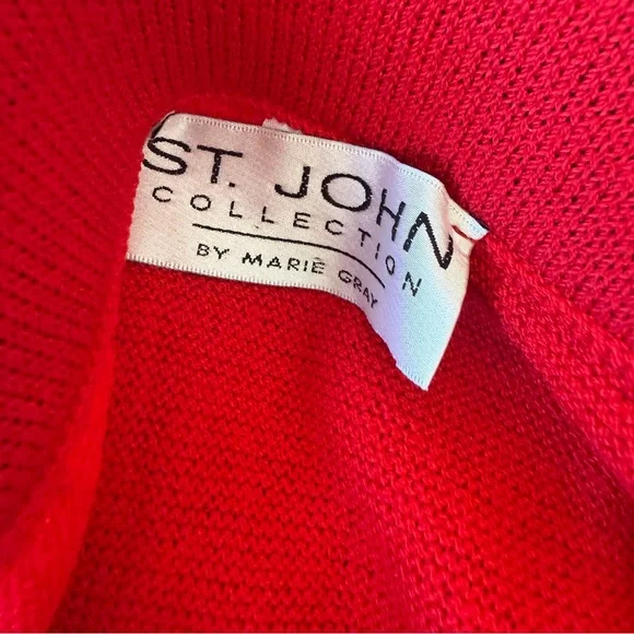 St John Knit Red Pleated Skirt - Picture 5 of 6